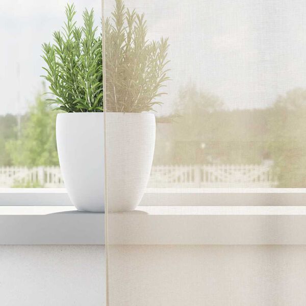 vidaXL voile aizkari ar cilni, 2 gab., krēmkrāsa