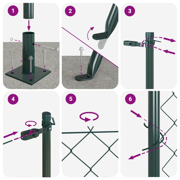 vidaXL Žoga āķis Zaļa 10 x 1,4 m (40 x 40 mm siets) Tērauds un PVC