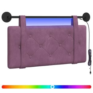 vidaXL Piekaramais gultas galvgalis Ar LED gaismu Violeta Samts