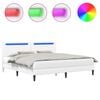 vidaXL Gultas rāmis ar LED sloksnēm Balts 180 x 200 cm Mākslīgā āda