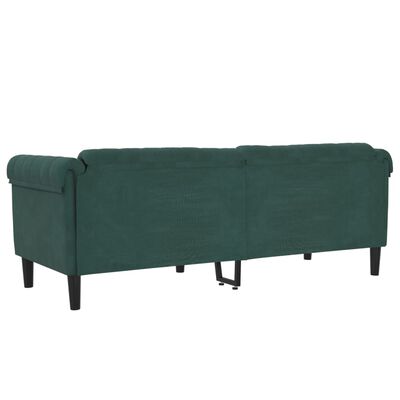 vidaXL trīsvietīgs dīvāns, tumši zaļš, samts