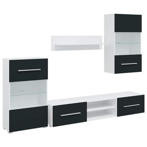 vidaXL 5daļiņu televizoru bloki ar LED matēts indigo inženierijas koks