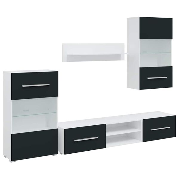 vidaXL 5daļiņu televizoru bloki ar LED matēts indigo inženierijas koks