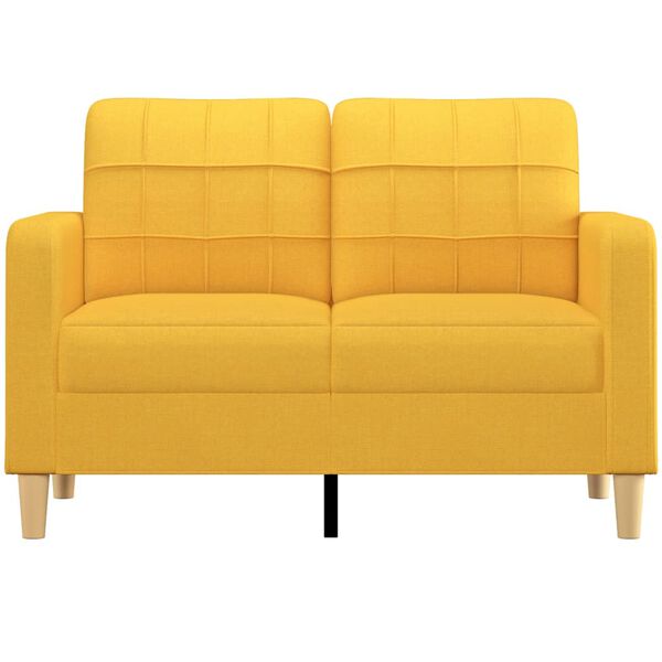 vidaXL divvietīgs dīvāns, gai&scaron;i dzeltens audums, 120 cm