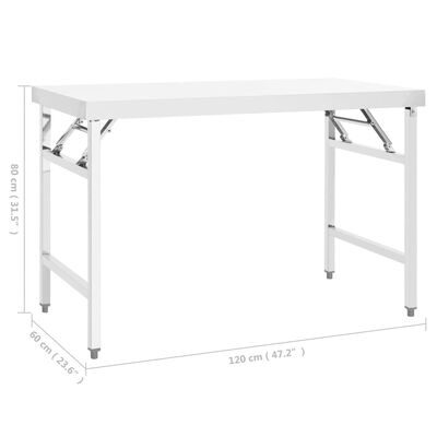 vidaXL virtuves darba galds, 120x60x80 cm, nerūsējošs tērauds