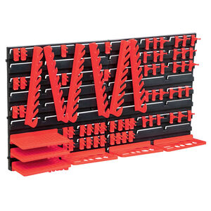 vidaXL 71-daļīgs sienas organizators, sarkani un melni paneļi