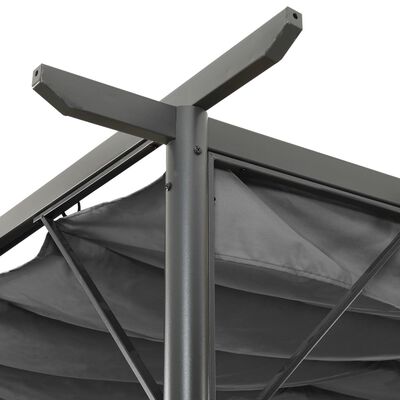 vidaXL nojume ar izvelkamu jumtu, 3x3 m, tērauds, pelēka, 180 g/m²