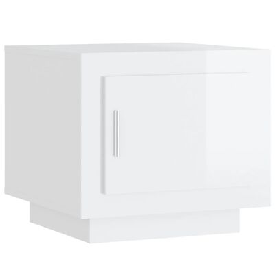vidaXL kafijas galdiņš, spīdīgi balts, 51x50x45 cm, inženierijas koks