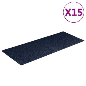 vidaXL kāpņu paklājiņi, pa&scaron;līmējo&scaron;i, 15 gab., 60x25 cm, tum&scaron;i zili, taisnstūrveida
