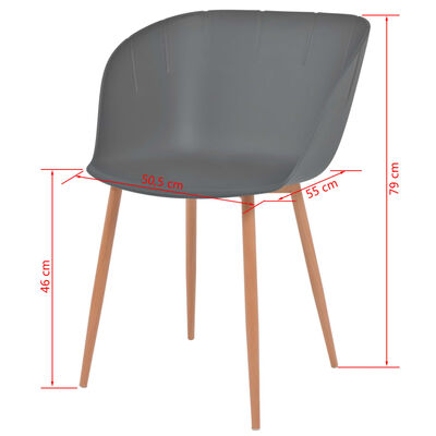 vidaXL virtuves krēsli, 6 gab., pelēka plastmasa