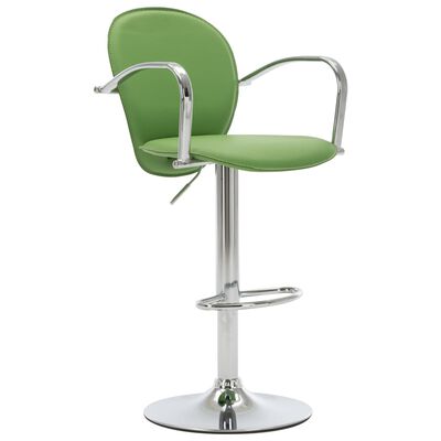vidaXL bāra krēsls ar roku balstiem, zaļa mākslīgā āda