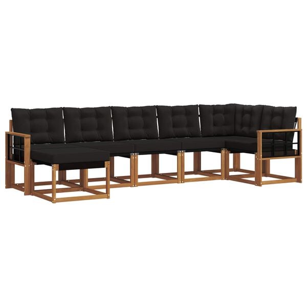 vidaXL Āra dīvānu komplekts ar spilvenu 7 pcs Dabīgs un melns