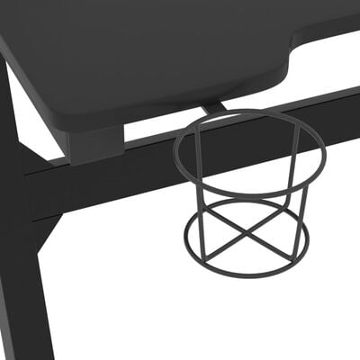 vidaXL datorspēļu galds ar LED, Z-formas kājas, melns, 90x60x75 cm