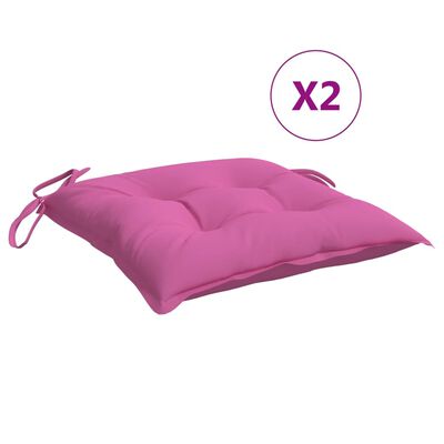 vidaXL dārza krēslu matrači, 2 gab., rozā, 40x40x7 cm, audums