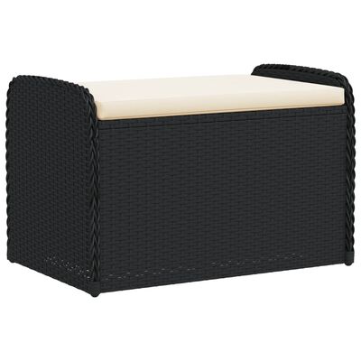 vidaXL sols/mantu kaste ar matraci, 80x51x52 cm, melna PE rotangpalma
