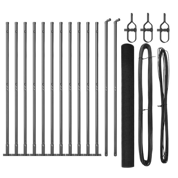 vidaXL Žoga āķis Pelēka 25 x 1,6 m (25 x 25 mm sietiņ&scaron;) Tērauds un PVC