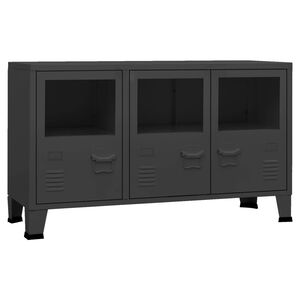vidaXL kumode, melna, 105x35x62 cm, metāls un stikls