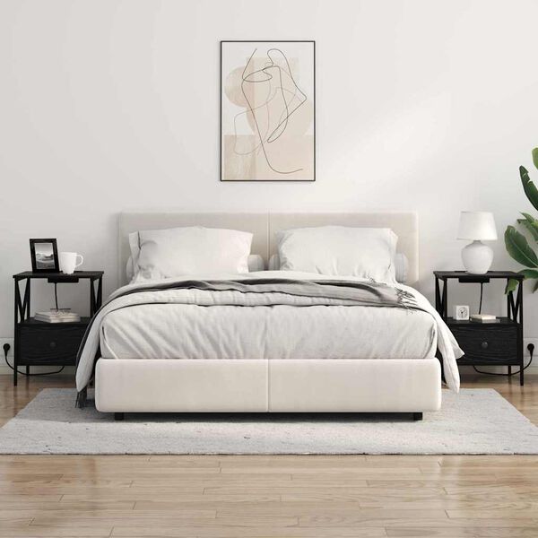 vidaXL Nakts skapītis ar atvilktni Melns ozolkoks 41,5 x 40,5 x 55 cm