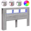 vidaXL gultas galvgalis ar LED, pelēka ozola, 160x18,5x103,5 cm, koks