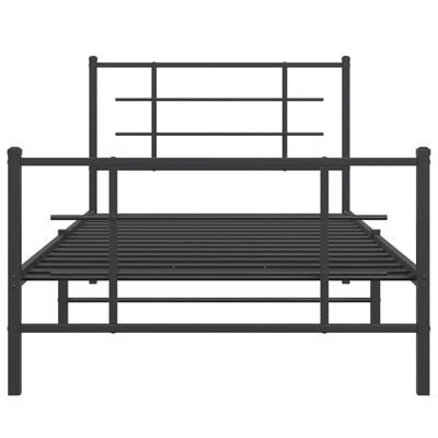 vidaXL gultas rāmis ar galvgali un kājgali, melns metāls, 100x200 cm