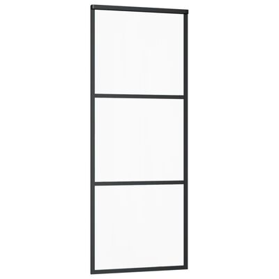 vidaXL bīdāmās durvis, 76x205 cm, ESG stikls, melns alumīnijs