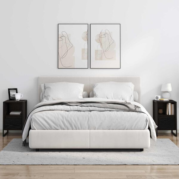 vidaXL Naktsgaldiņ&scaron; Melns ozolkoks 39,5 x 30 x 50 cm Inženierijas koks