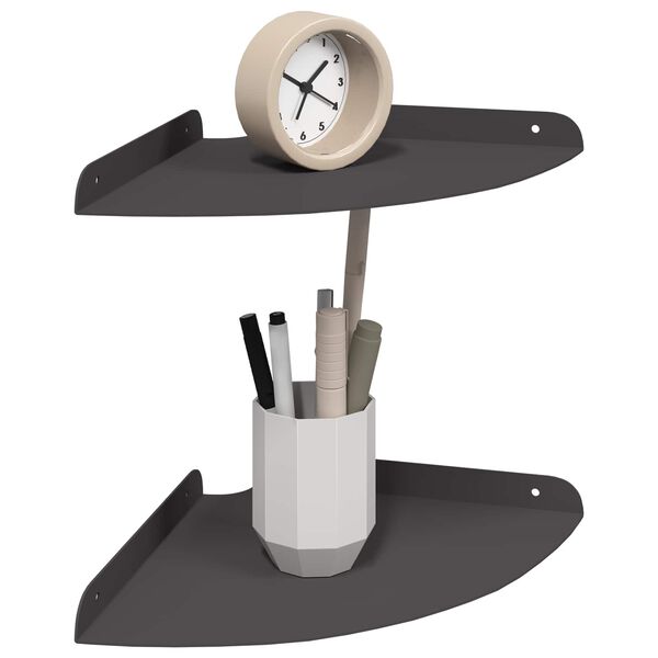 vidaXL Stūra peldo&scaron;ais plaukts ar plauktu 2 pcs Melns 24 x 24 x 2 cm