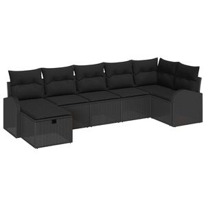 vidaXL Dīvānu komplekts ar spilvenu 7 pcs Melna poliratāns