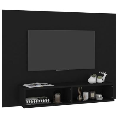 vidaXL sienas TV plaukts, melns, 120x23,5x90 cm, skaidu plātne