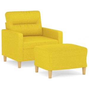 vidaXL atpūtas krēsls ar kājsoliņu, 60 cm, gai&scaron;i dzeltens audums