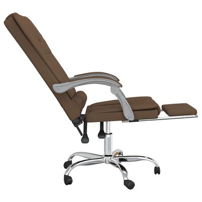 vidaXL biroja masāžas krēsls, atgāžams, brūns audums