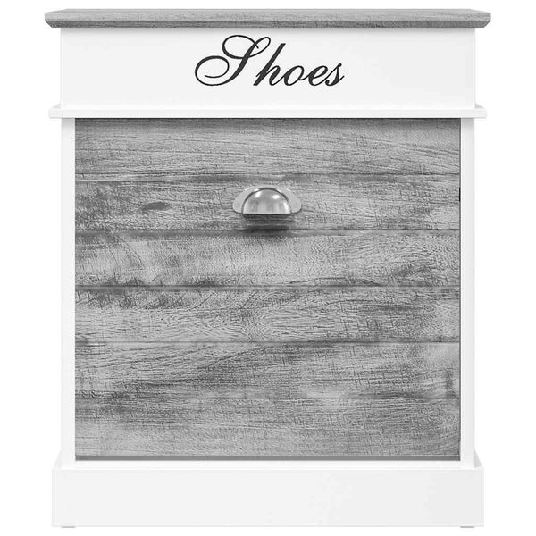 vidaXL apavu skapis, 50x28x58 cm, paulonijas koks, pelēks