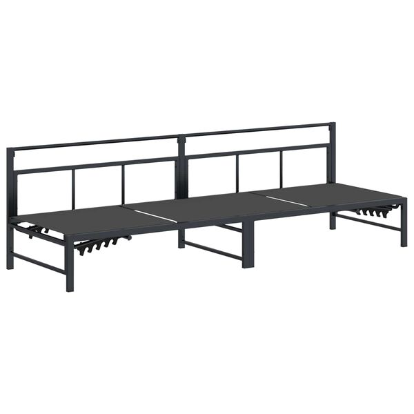 vidaXL Sauļo&scaron;anās krēsls Melns 200 x 62 x 59,5 cm Tekstilēna