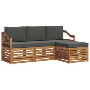 vidaXL Dīvāna komplekti 4 pcs Dabisks un antracīts Cietā akācijas koks