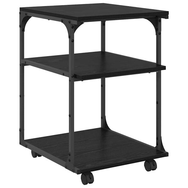 vidaXL Printera statīvs Melns ozolkoks 43 x 48 x 64 cm