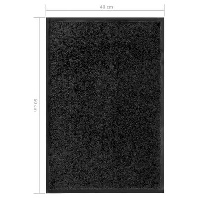 vidaXL durvju paklājs, mazgājams, melns, 40x60 cm