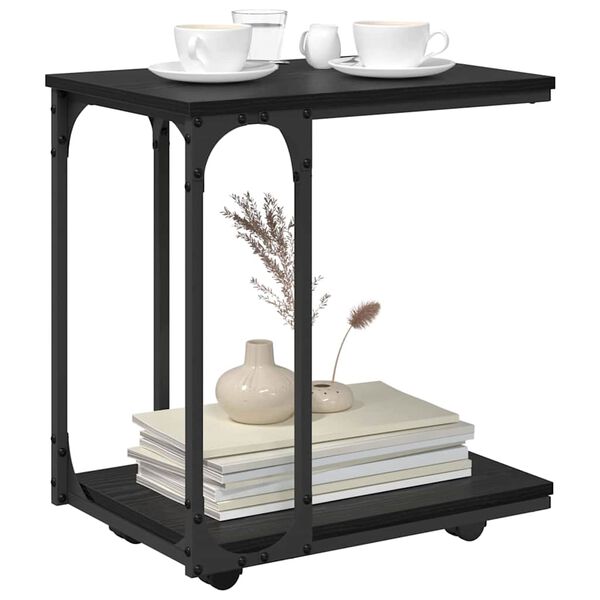 vidaXL Sānu galds Melns ozolkoks 50 x 35 x 55.5 cm Inženierijas koks