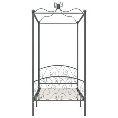 vidaXL gultas rāmis ar nojumi, pelēks, metāls, 100x200 cm