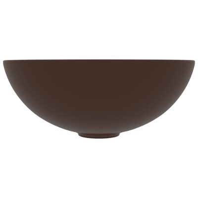 vidaXL vannasistabas izlietne, apaļa, matēta, tumši brūna keramika