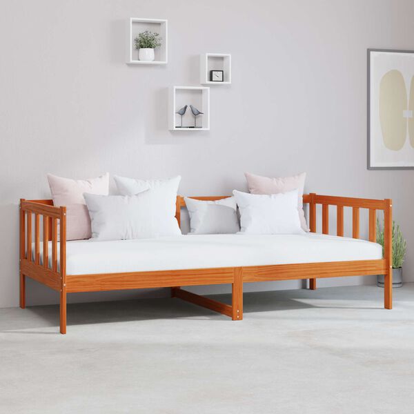 vidaXL Dienas gulta ar matraci Vaks brūns un balts 90 x 200 cm