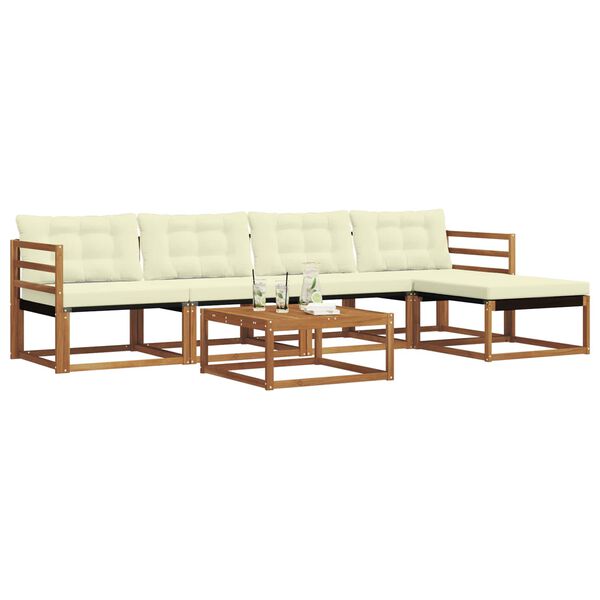 vidaXL Āra dīvānu komplekts ar spilvenu 6 pcs Dabisks un krējuma