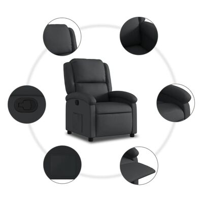 vidaXL atpūtas krēsls, atgāžams, melna dabīgā āda