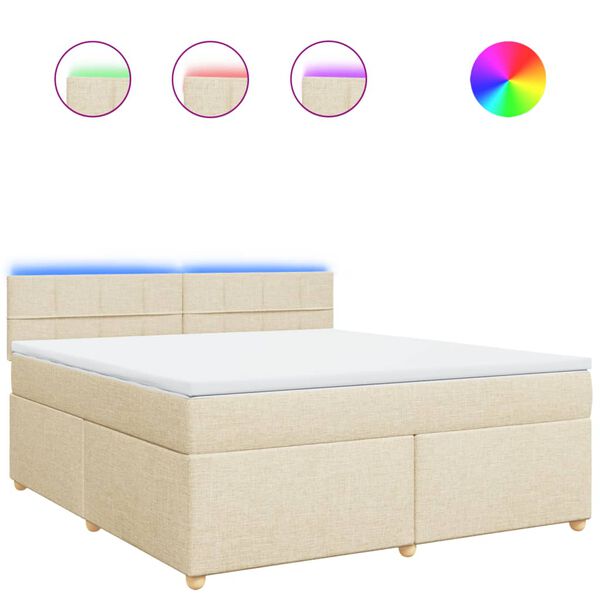 vidaXL atsperu gulta ar matraci, krēmkrāsas, 180x200 cm, audums