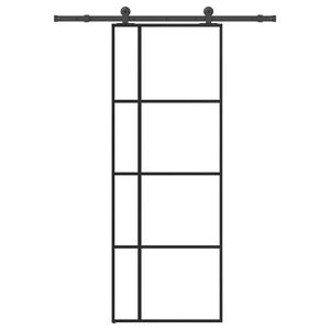 vidaXL bīdāmās durvis ar stiprinājumiem, stikls, alumīnijs, 76x205 cm