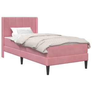 vidaXL Gultas rāmis ar matraci ar galvas klāju Rozā 80 x 200 cm Samts