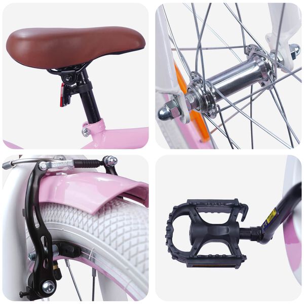 vidaXL Bērnu Velosipēds 18 Collas 5-7 gadiem Gai&scaron;i rozā