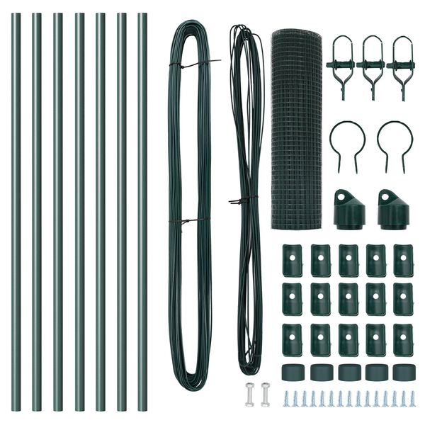 vidaXL Žoga āķis Zaļa 10 x 0,4 m (25 x 25 mm acs) Tērauds un PVC