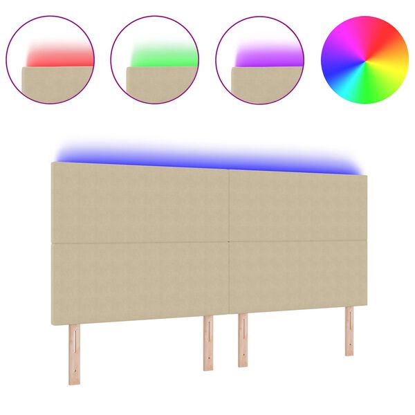 vidaXL LED gultas galva ar galvas klāju Pelēki zaļa 200 cm Poliesters