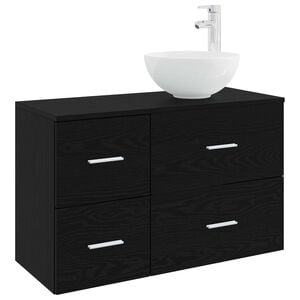 vidaXL Vannas istabas mēbeļu komplekts 2 pcs Melns ozols