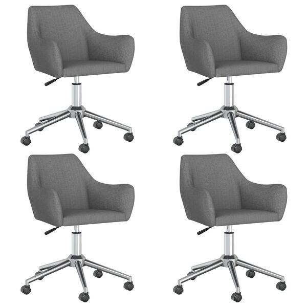 vidaXL grozāmi virtuves krēsli, 4 gab., tum&scaron;i pelēks audums